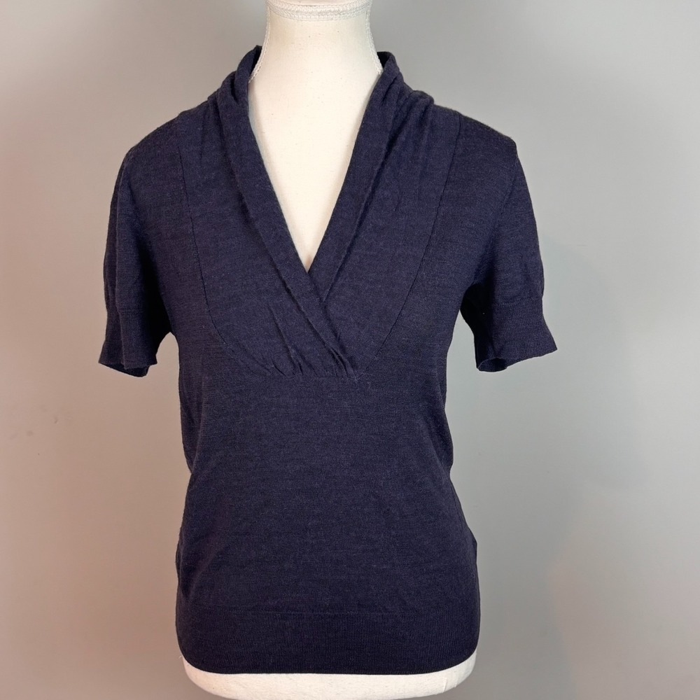 The Limited Y2K Womens Merino Wool Short Sleeve Purple Sweater sz‎ Small Classic